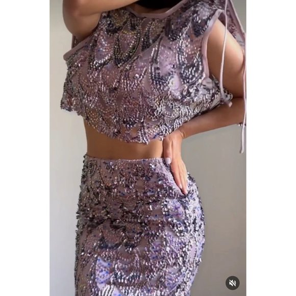 ZARA WOMEN MIDI SEQUIN MULTICOLORED SKIRT NWT XS,S,M,L - Picture 5 of 16